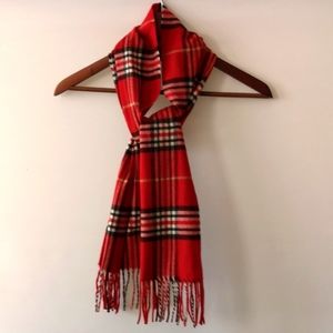 Red Plaid Check Design Scarf Cashmink by V. Fraas, 100% Acrylic, Made in Germany